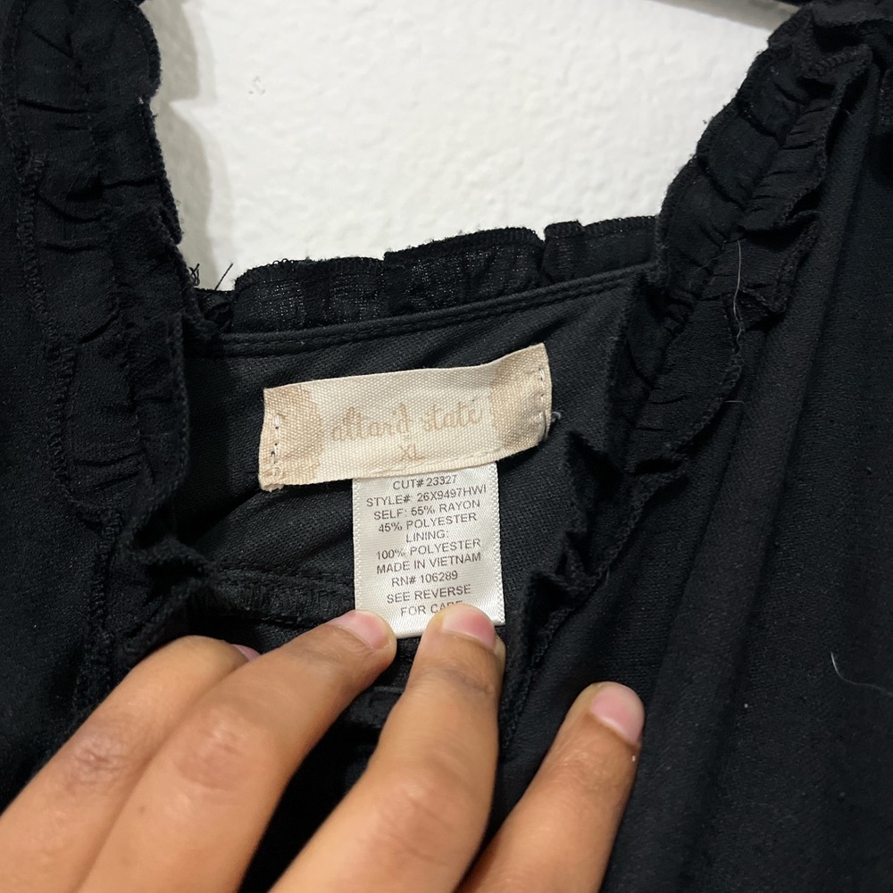 Altar'd State Black Ruffle Wide Leg Jumpsuit Women XL Y2K Boho Spaghetti Strap - Picture 4 of 7